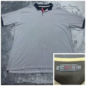 Coogi Mens 5XL Polo Shirt Short Sleeve Cotton Knit Textured Blue White Stripe